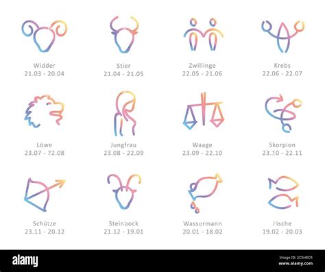 Einfache Sternzeichen übersicht Horoskop Mit Datum Vektor Eps Abbildung