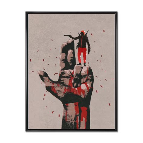 Designart 'Gun Hand Sign With Man Shooting Gun' Modern Framed Canvas ...