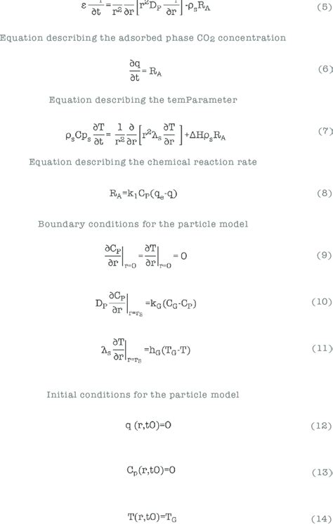 Mass Balance Equations Describing The Uptake Of Co2 On A Particle