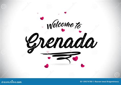 Grenada Welcome To Text With Watercolor Pink Brush Stroke Vector