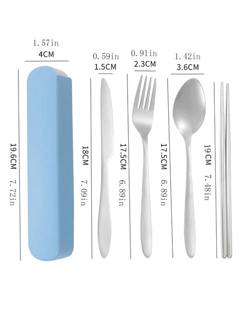 Conjunto de talheres portáteis de aço inoxidável 4 peças alças