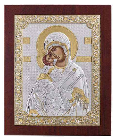 Икона серебряная, греческая Владимирская БМ, 185х235мм. - купить по ...