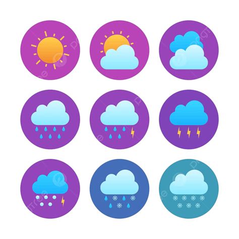 Weather Forecast Icon Sets Round Heat Temperature Button Vector Heat