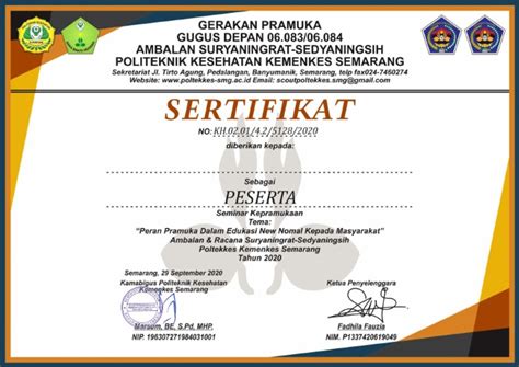 Sertifikat Seminar Kepramukaan An Pdf