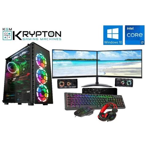 Refurbished Gaming PC Dual 22 Monitor Setup I7 3770 240 SSD 1TB 16GB