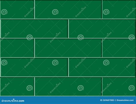 Green Tile Wall Horizontal Seamless Texture Stock Vector