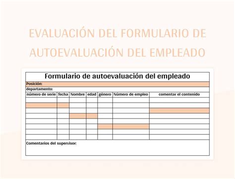 Plantilla De Excel Evaluaci N Del Formulario De Autoevaluaci N Del