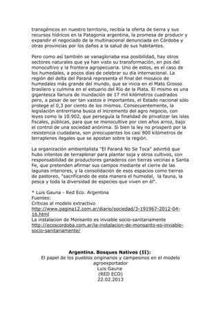 Argentina Bosques Nativos Deforestaci N Parte I Y Ii Pdf