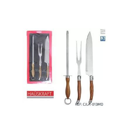 Conjunto De Faca Churrasco 8 Garfo E Chaira De Inox Hauskraft