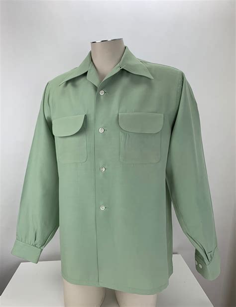 S Rayon Shirt Clubmen S Label Fold Over Flap Etsy In