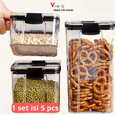 Jual VOOVA Toples Akrilik Kotak Snack Kedap Udara Food Container Set 5