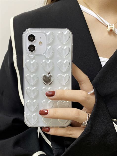 Funda De Celular Transparente Con Coraz N Burbuja