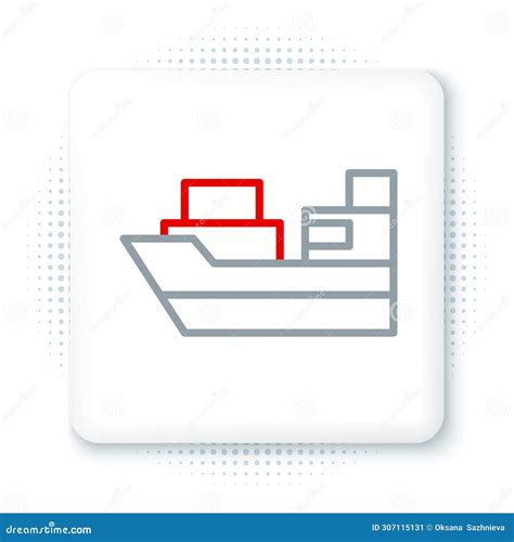 Line Cargo Ship With Boxes Delivery Service Icon Isolated On White