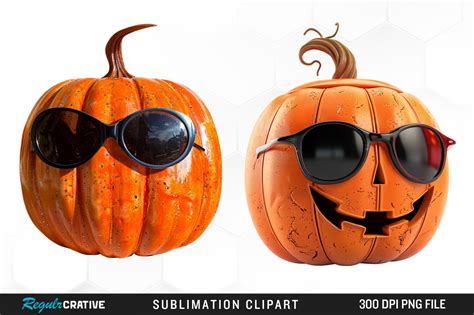 Pumpkin With Sunglasses Illustration Png Graphic By Regulrcrative · Creative Fabrica