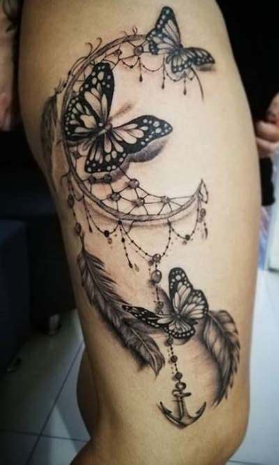 Fascinating Thigh Dream Catcher Tattoo Ideas Leg Tattoos Women