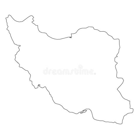 Iran Solid Black Outline Border Map Of Country Area Simple Flat