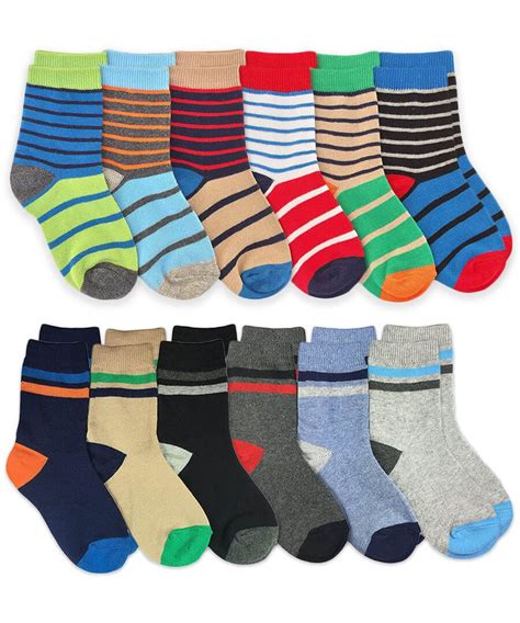 Jefferies Socks Boys Colorful Fun Stripes Cotton Crew Socks 12 Pair Pack