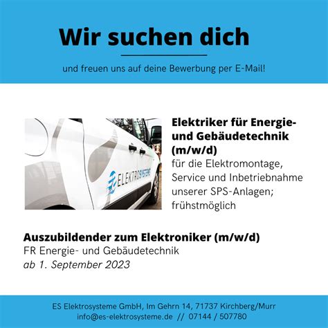 Auszubildender Zum Elektroniker M D W Es Elektrosysteme Gmbh