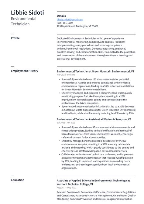 Top 16 Environmental Technician Resume Objective Examples