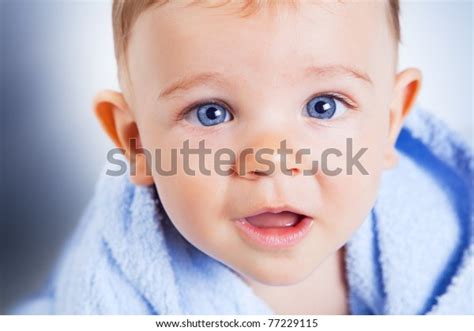 Cute Baby Boy Big Blue Eyes Stock Photo 77229115 Shutterstock