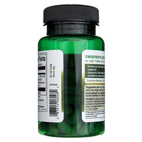 Swanson Sulforafano De Brócoli 400 Mcg 60 Veggie Caps Medpak