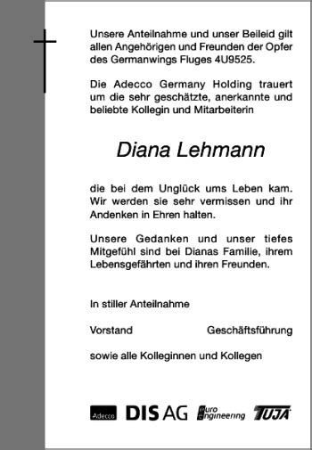 Alle Traueranzeigen F R Lehmann Diana Trauer Rp Online De