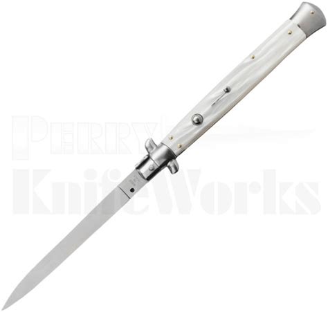 Skm 13 Italian Stiletto Automatic Knife White Pearlex L Perry