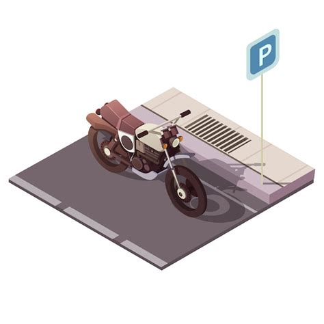 Free Vector Motorcycle Parking Isometric Concept With City Traffic