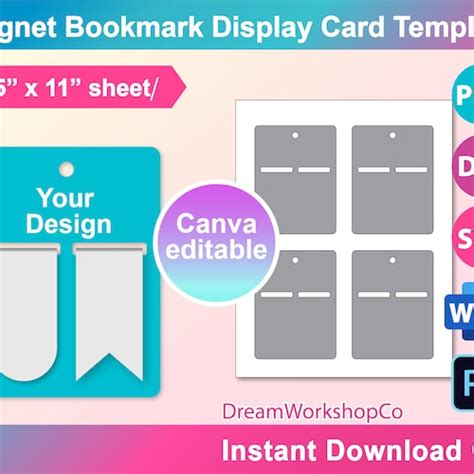 Magnetic Bookmark Template Bookmark Template Svg Canva Dxf Etsy