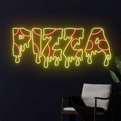 Handmadetneonsign Dripping Pizza Neon Sign Pizza Neon Light Pizza Led