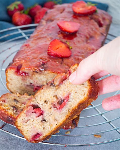 Vegan Strawberry Banana Bread With Glaze