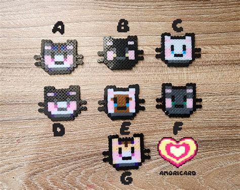 Adorable Cat Portrait Mini Bit Pixel Perler Beads Art Can Be Fridge