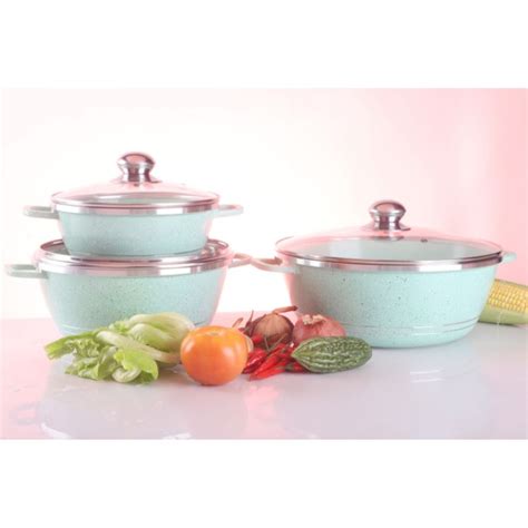 3pcs Die Cast Aluminium Rendang Pot With Non Stick Ceramic Coating