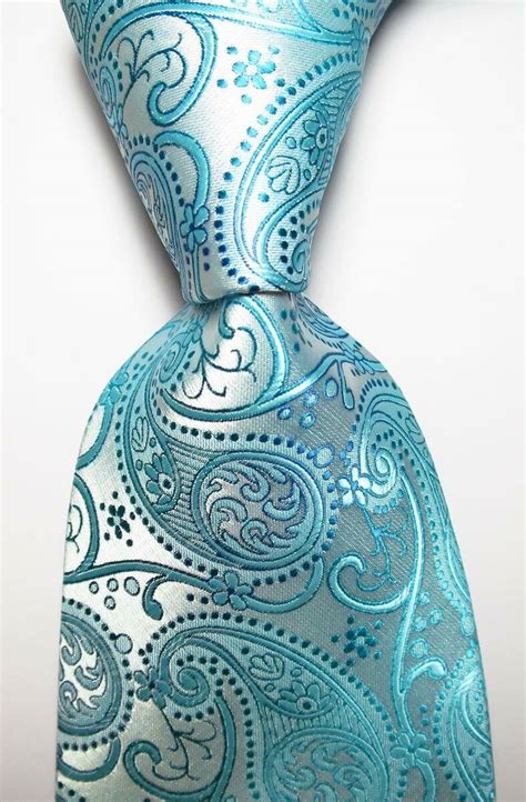 New Classic Paisley Light Blue Jacquard Woven Silk Men S Tie Necktie Ebay