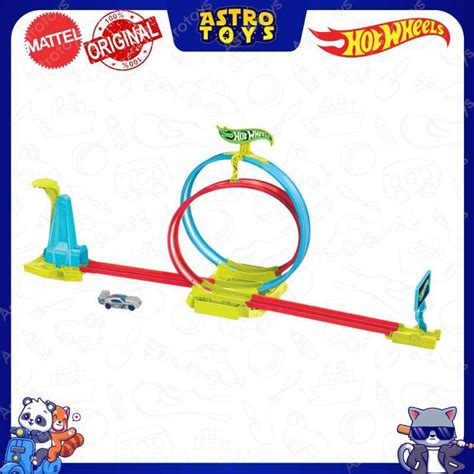 Jual Hot Wheels Double Loop Neon Laser Speeder Track Builder Set Lintasan Balapan Hpc Di