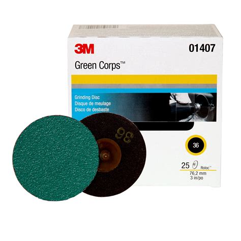 3m™ Roloc™ Green Corps™ Abrasive Disc 01407 3 In 36 25 Discs Per