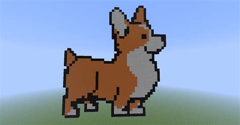 A Corgi Made In Minecraft By Loonyluna48 Pixel Art For The Win Minecraft Creations