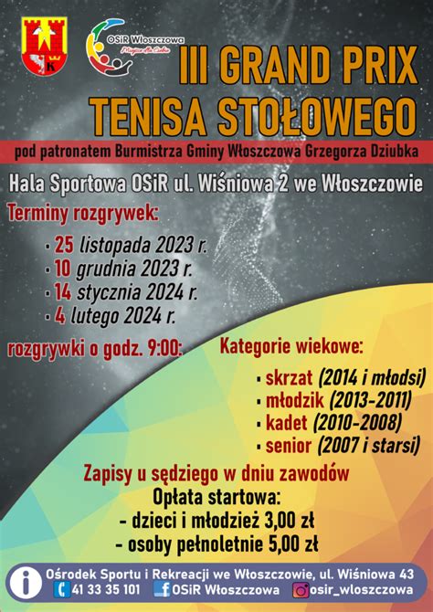 III Grand Prix Tenisa Stołowego OSiR Włoszczowa