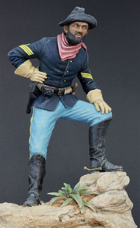 Buffalo Soldier Sergeant 1880s 10 Inch Clay Sculpture Buffalo