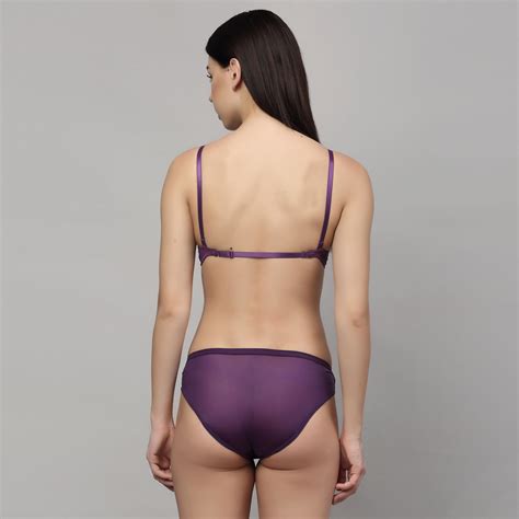 Buy Prettycat Perfect Front Closure Pushup Bra Panty Set Purple Online