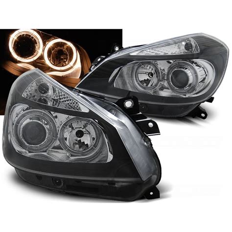 Phares Avant Renault Clio 3 05 09 Noir Angel Eyes Prix Discount