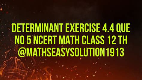 DETERMINANT EXERCISE 4 4 QUE NO 5 NCERT MATH CLASS 12 TH