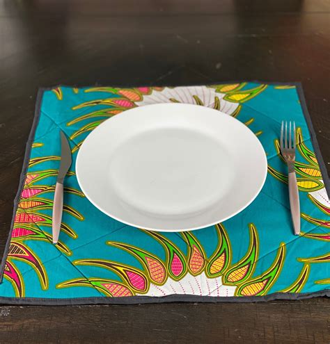 African Green Ankara Placemat Table Linen Padded Placemat Handmade