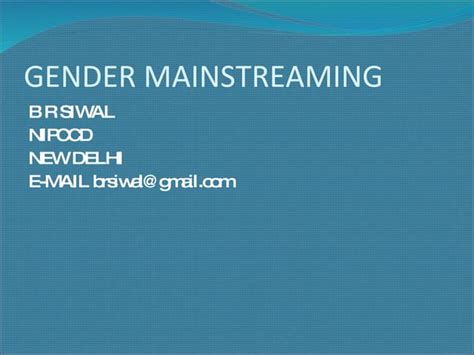 Gender Mainstreaming Basics Ppt