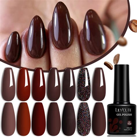 Lilycute Gel Nail Polish Brown Coffee Color Series Semi Permanent Uv Gel Chocolate Autumn Winter