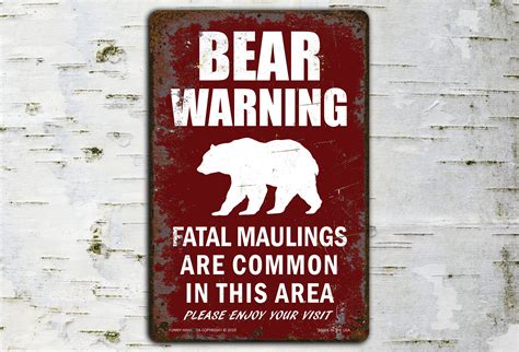 Sporting Goods Signs Warning Grizzly Bear Activity Is High Vintage