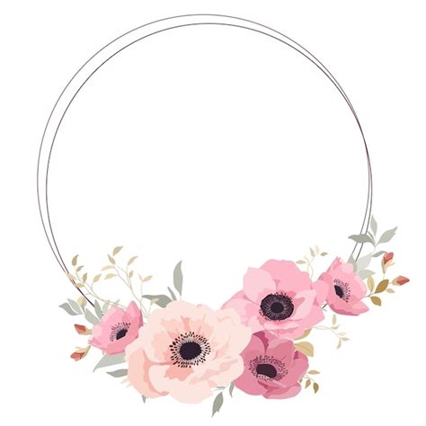 Premium Vector A Pink Flower Wreath With A White Background Vector