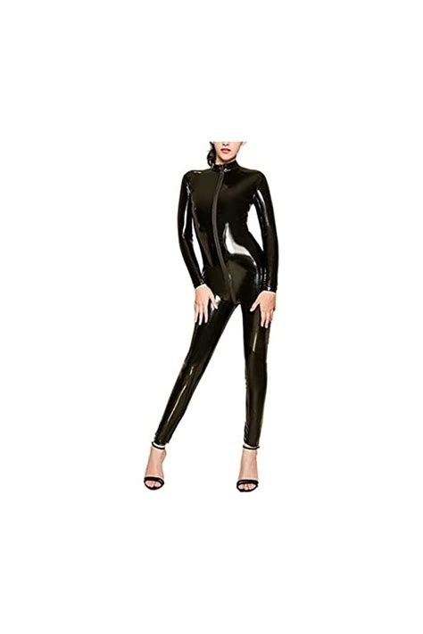 Kriddr Catsuit Femme Wetlook Lingerie Sexy En Cuir Verni Catsuit Di