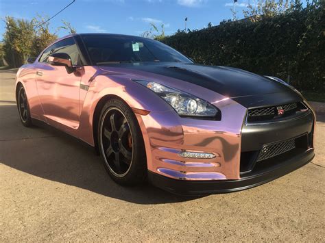 Nissan GTR Wrapped In A Custom Rose Gold Chrome By Sharp Wraps