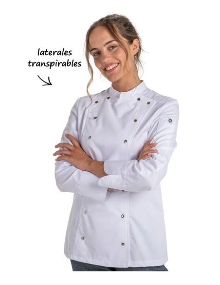 CHAQUETA COCINA MUJER CORCHETES BLANCA Vestuario hostelería